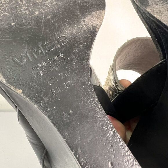 Vince Kyra Snake Embossed Leather Wedge Sandals - Picture 7 of 8